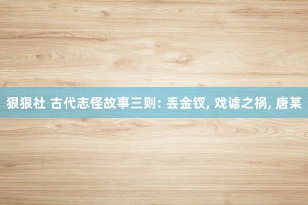 狠狠社 古代志怪故事三则: 丢金钗， 戏谑之祸， 唐某