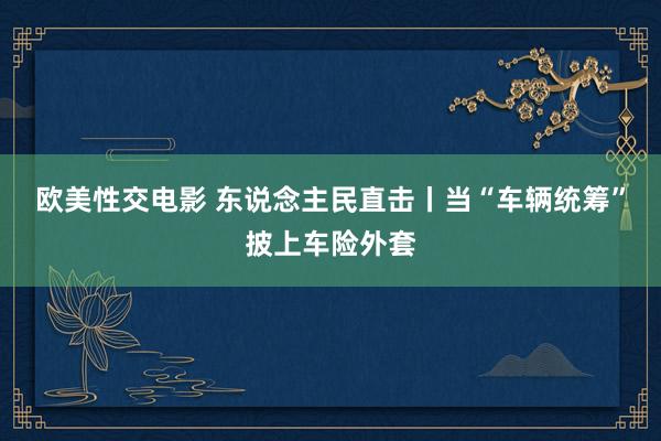 欧美性交电影 东说念主民直击丨当“车辆统筹”披上车险外套