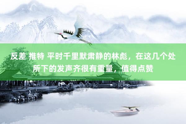 反差 推特 平时千里默肃静的林彪，在这几个处所下的发声齐很有重量，值得点赞