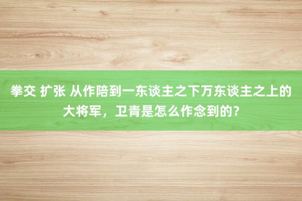 拳交 扩张 从作陪到一东谈主之下万东谈主之上的大将军，卫青是怎么作念到的？