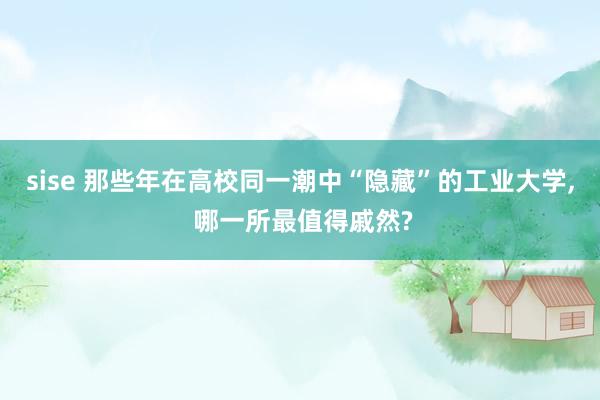 sise 那些年在高校同一潮中“隐藏”的工业大学， 哪一所最值得戚然?