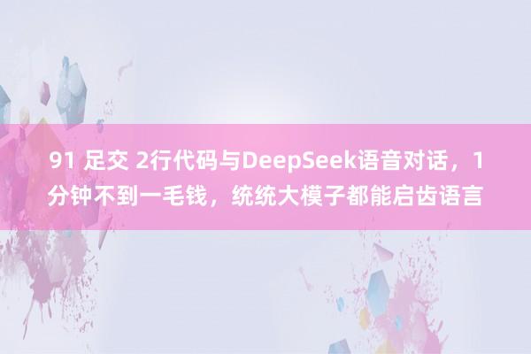 91 足交 2行代码与DeepSeek语音对话，1分钟不到一毛钱，统统大模子都能启齿语言
